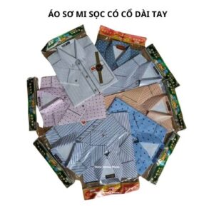 Áo sơmi sọc cổ đứng