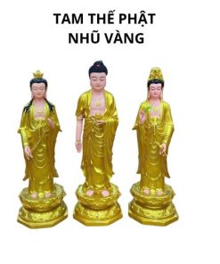 Tượng tam thế phật vàng