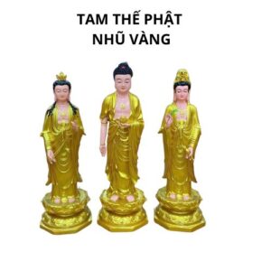 Tượng tam thế phật vàng