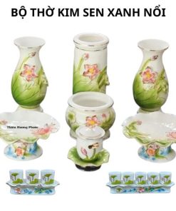 Bộ thờ kim sen xanh nổi 1 bộ
