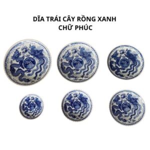 Dĩa trái cây rồng xanh chữ phúc 1 cái