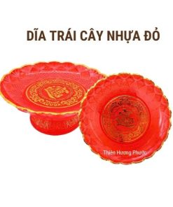 Dĩa trái cây nhựa đỏ 1 cặp