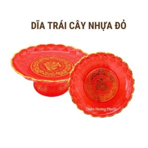 Dĩa trái cây nhựa đỏ 1 cặp