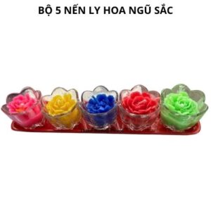 Bộ 5 Nến Ly Hoa Ngũ Sắc