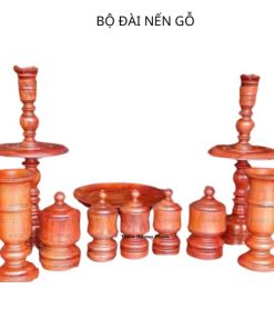 Bộ đài nến gỗ xà cừ