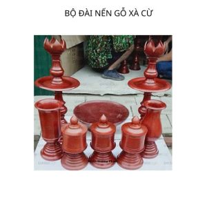 Bộ đài nến gỗ xà cừ