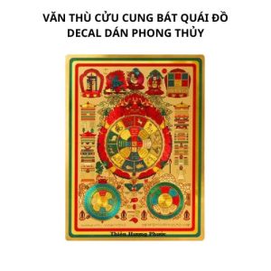 Văn thù cửu cung bát quái đồ decal dán phong thủy