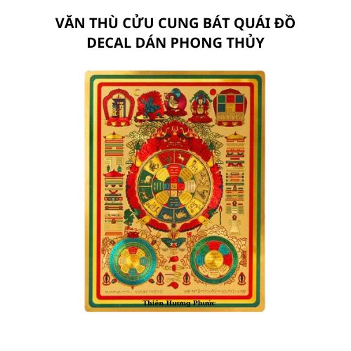 Văn thù cửu cung bát quái đồ decal dán phong thủy