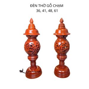 Đèn thờ gỗ tròn chạm
