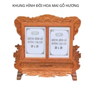 Khung hình thờ hoa mai gỗ hương đôi