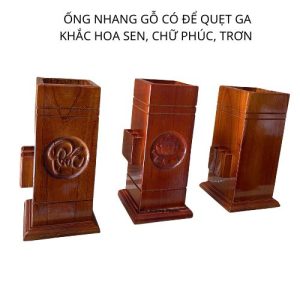 Ống nhang gỗ chạm có quẹt ga